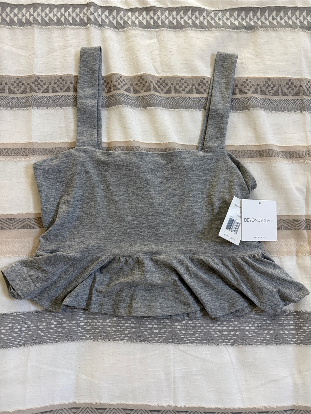 Beyond Yoga Heather Gray Peplum Crop Tank - Women's